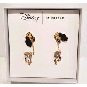 Disney Baublebar Lady & The Tramp Earrings Dangling Chain Dual Hole Pair NIB